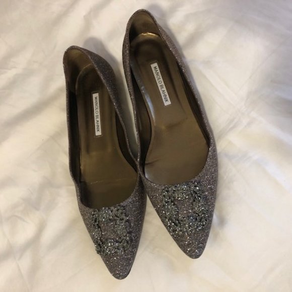 Sexy Bronze Flat Monolo Blahnik Noturno Fabric Hangisi - Picture 8 of 9